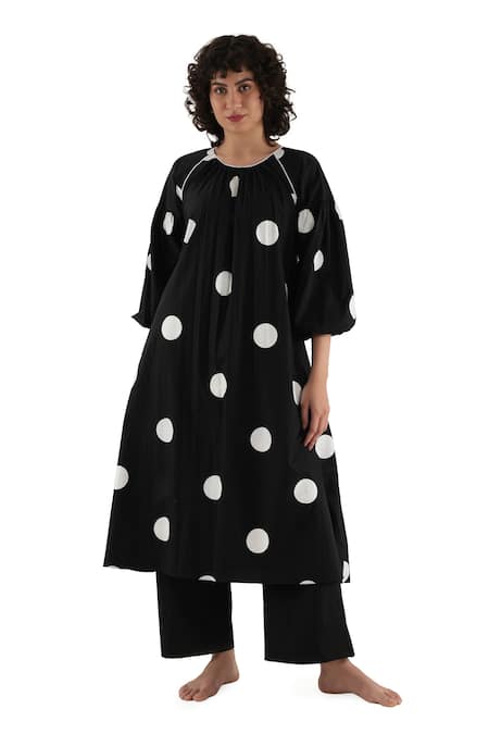 Khat Polka Print Kurta Set 