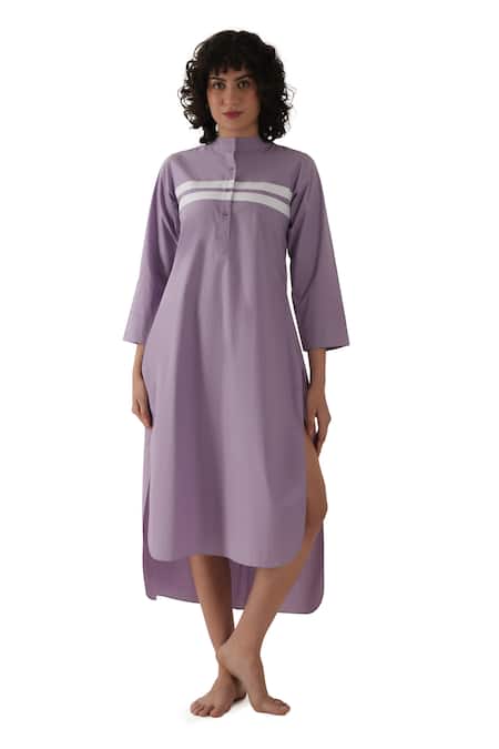 Khat Stripe Pattern Yoke Dress 