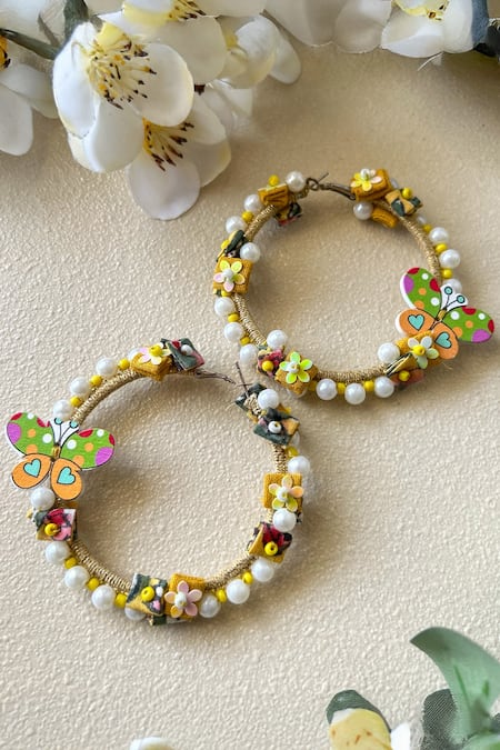 KIHOY Butterfly Embroidered Hoop Earrings 