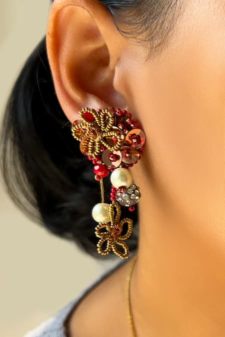 KIHOY Laal Pari Embellished Danglers 