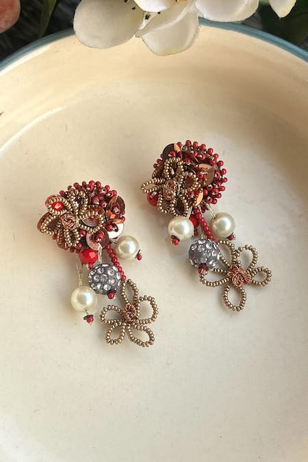 KIHOY Laal Pari Embellished Danglers 