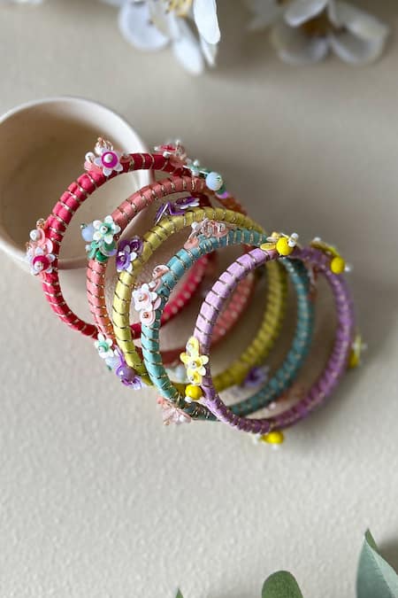 KIHOY Hand Embroidered Bangles - Set of 5 