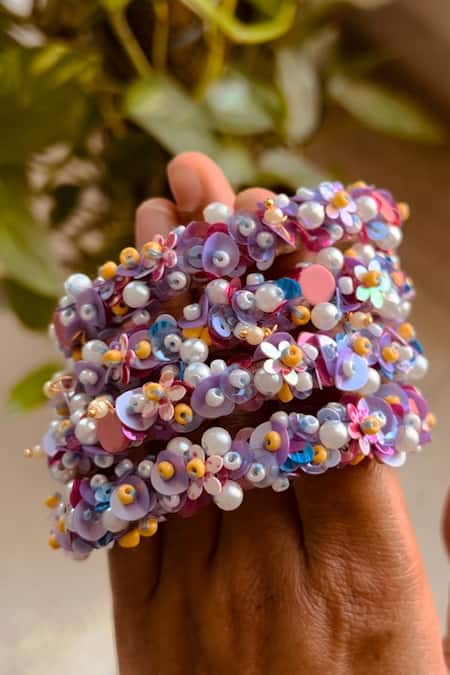 KIHOY Sitara Sequin Embroidered Bangles - Set of 4 