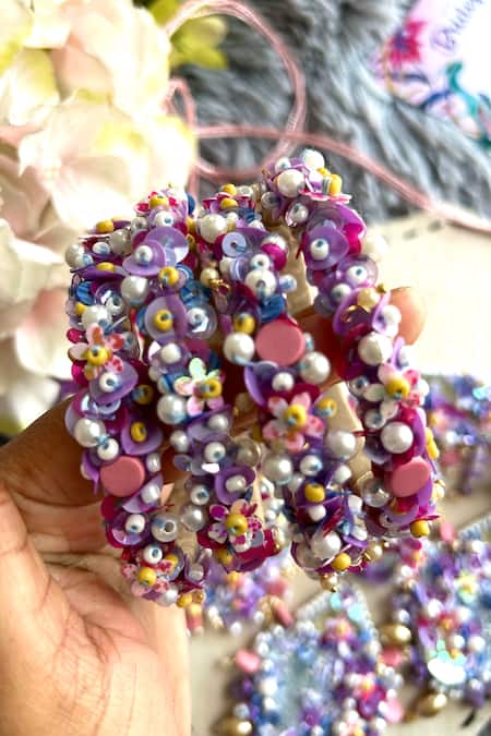 KIHOY Sitara Sequin Embroidered Bangles - Set of 4 