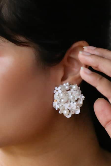 KIHOY Pearl & Sequin Embellished Studs 