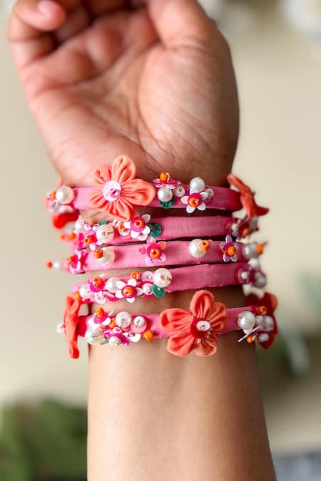 KIHOY Hand Embroidered Bangles - Set of 5 