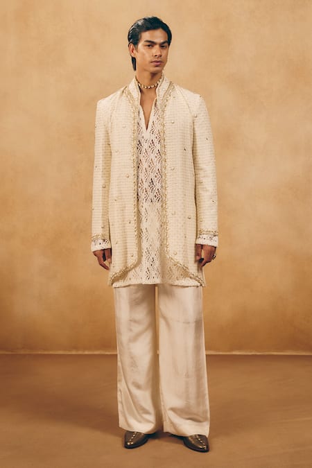 Mukti And Kavith Casa Textured Embroidered Jacket & Kurta Set 