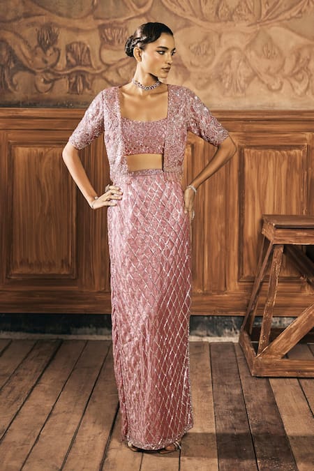 Show Shaa Ariel Embroidered Jacket Skirt Set 