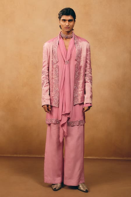 Mukti And Kavith Casa Cutdana Embroidered Jacket & Kurta Set 