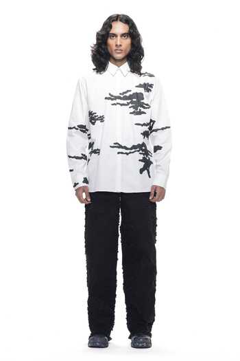 Buy_Countrymade_Black Cotton, Twill Applique Burnt Shirt _Online_at_Aza_Fashions