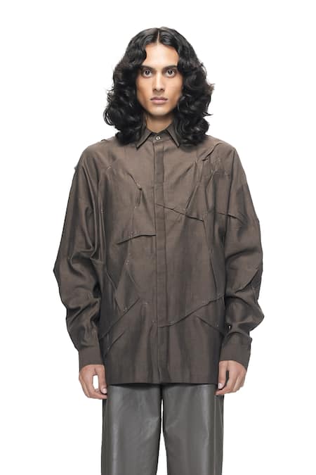 Countrymade Hand Tuck Deformed Metal Cotton Denim Shirt 