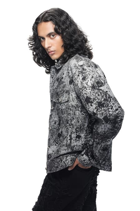 Buy_Countrymade_Black Denim Charred Metal Trucker Jacket _Online_at_Aza_Fashions
