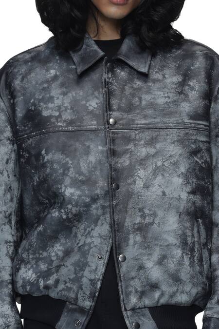 Countrymade_Black Leather Charred Jacket _Online_at_Aza_Fashions