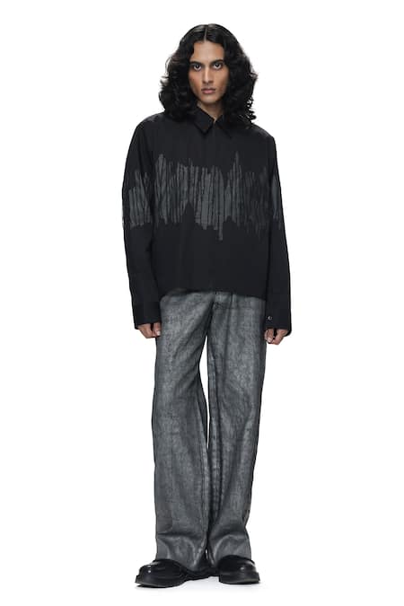 Buy_Countrymade_Black Cotton, Denim Applique Ember Trail Jacket _Online_at_Aza_Fashions