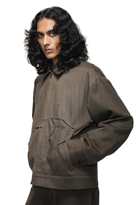 Countrymade_Brown Denim Sienna Tuck Canvas Jacket _Online_at_Aza_Fashions