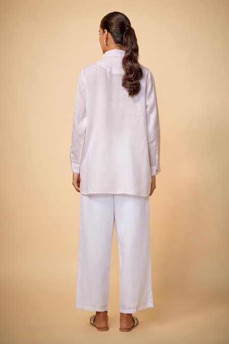 Linen Bloom Floral Embroidered Shirt 