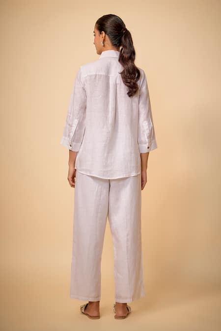 Linen Bloom Cute Bunny Embroidered Shirt 