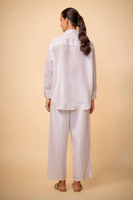 Linen Bloom City Placement Embroidered Shirt 