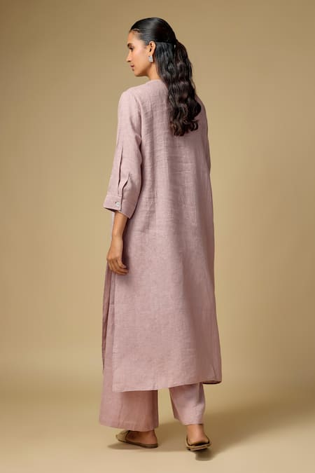 Linen Bloom Abstract Embroidered Kurta & Pant Set 