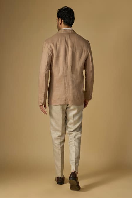 Linen Bloom Linen Placement Embroidered Blazer 