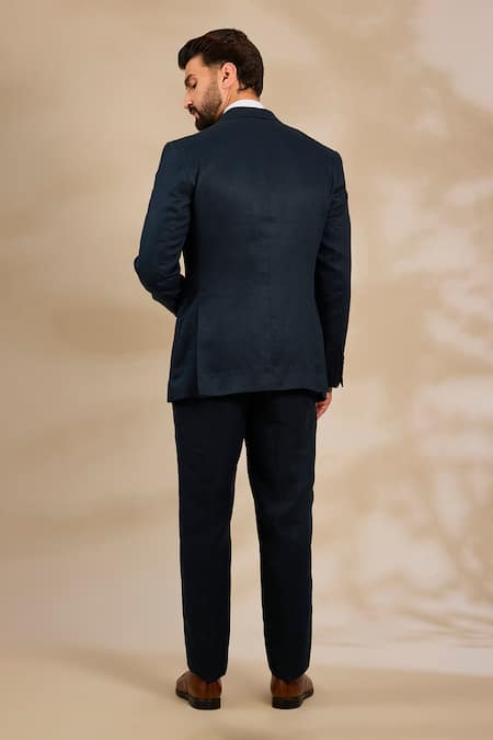 Linen Bloom Notched Lapel Collar Blazer 