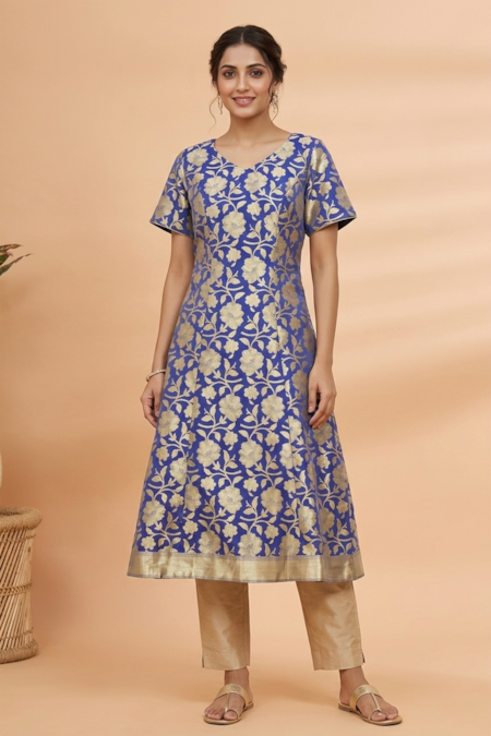 Khwaab By Sanjana Lakhani Flared Woven Floral Kurta 