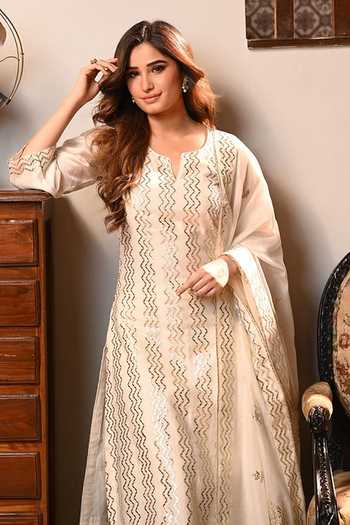 Karaj Jaipur Mul Chanderi Kurta Set