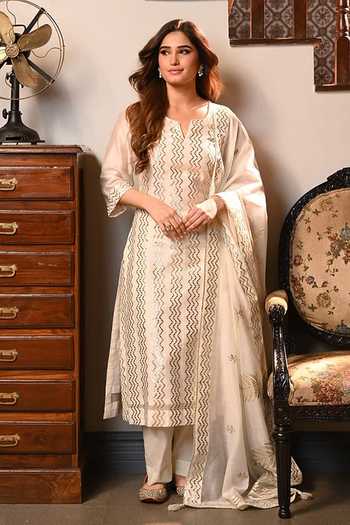Karaj Jaipur Mul Chanderi Kurta Set