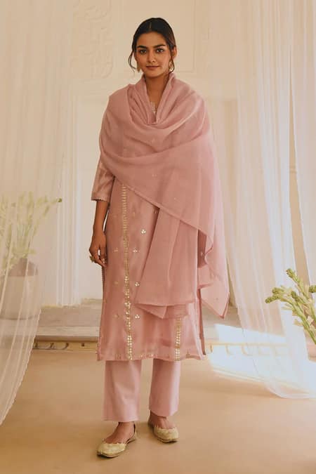 Karaj Jaipur Gota Patti Embroidered Kurta Set 