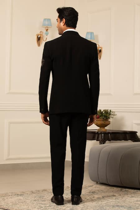 Design O Stitch Embroidered Tuxedo & Pant Set 