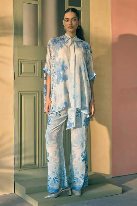 Pankaj & Nidhi Porto Lapis Lattice Printed Tunic & Pant Set 
