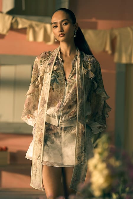 Pankaj & Nidhi Porto Cathedral Print Bomber Jacket 