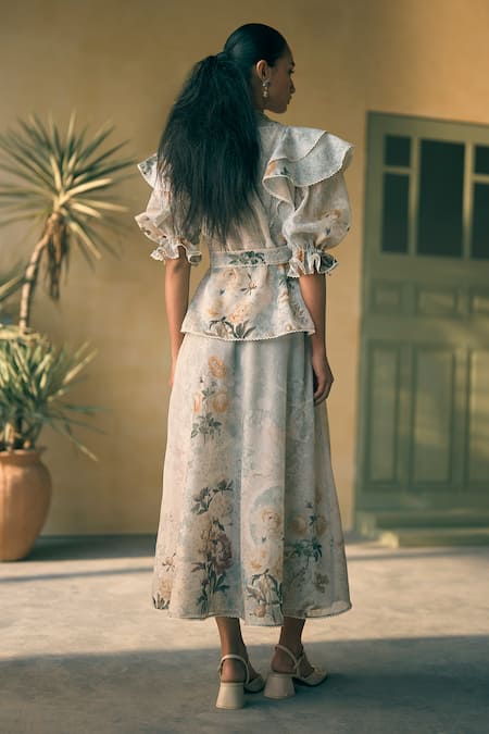 Pankaj & Nidhi Porto Cassia Cloud Print Top 