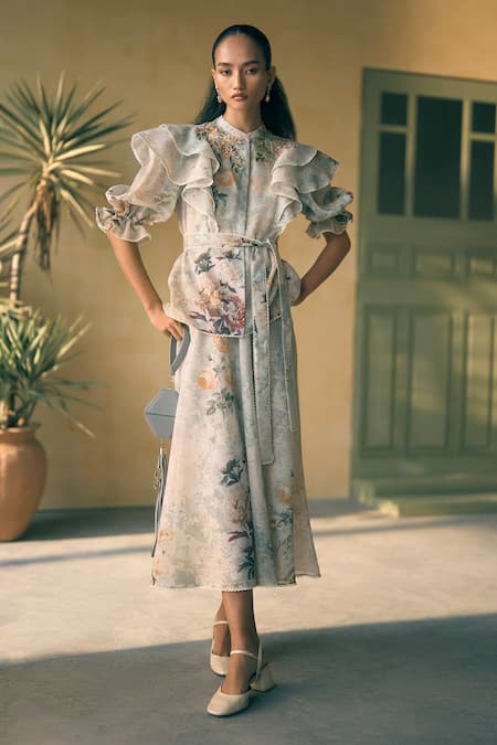 Pankaj & Nidhi Porto Cassia Cloud Print Top 