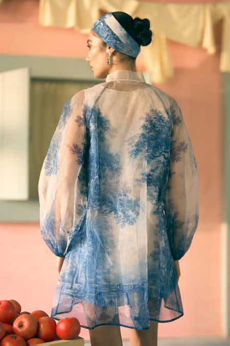 Pankaj & Nidhi Silk Organza Embroidered Dress 