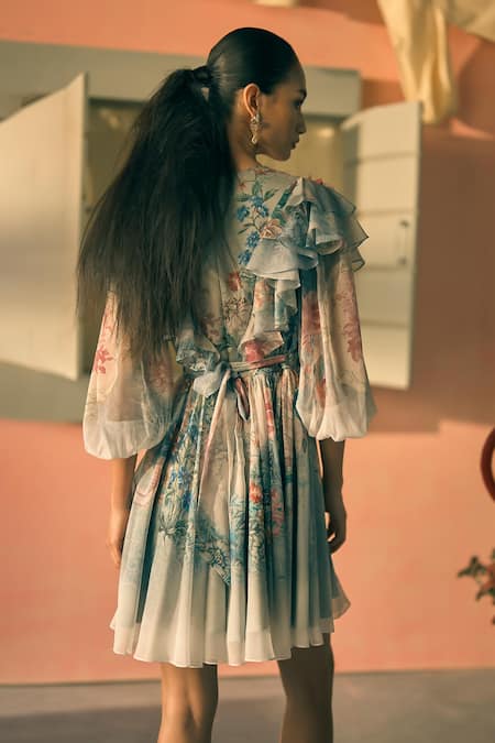 Pankaj & Nidhi 3D Floral Embellished Dress 