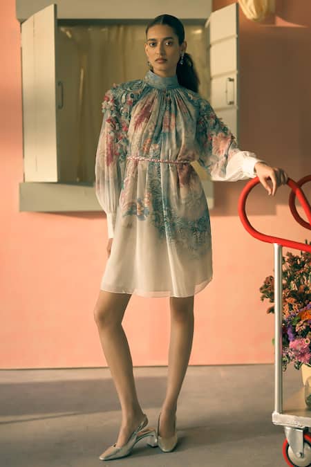 Pankaj & Nidhi Chiffon Embellished Dress 