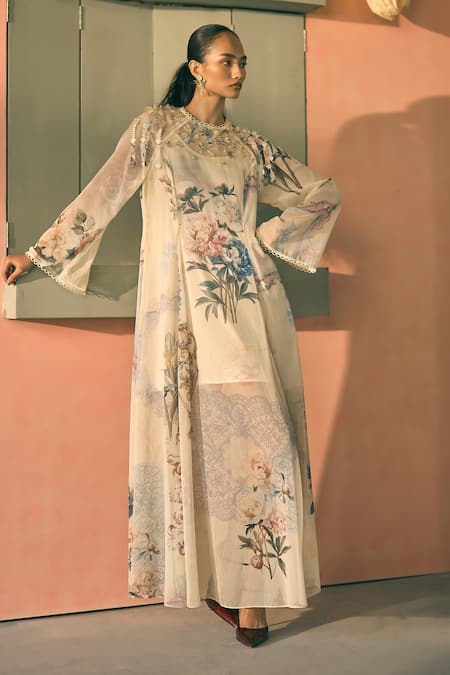 Pankaj & Nidhi Floral Print Maxi Dress 