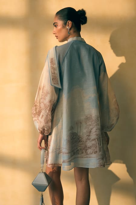 Pankaj & Nidhi Landscape Print Short Dress 