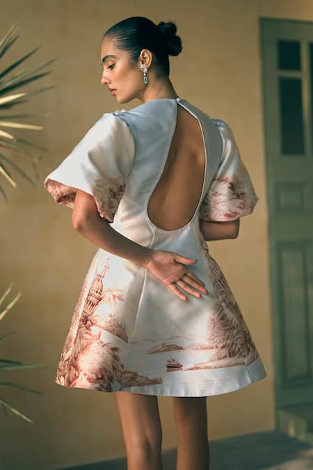 Pankaj & Nidhi 3D Floral Embroidered Dress 