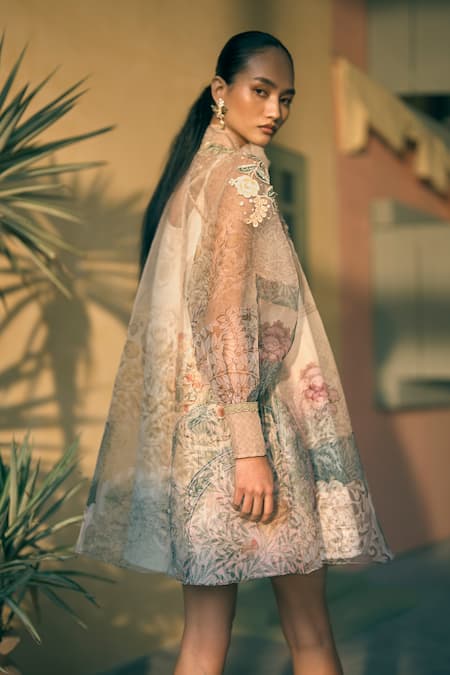 Pankaj & Nidhi Porta Ochre Orchard Print Dress 