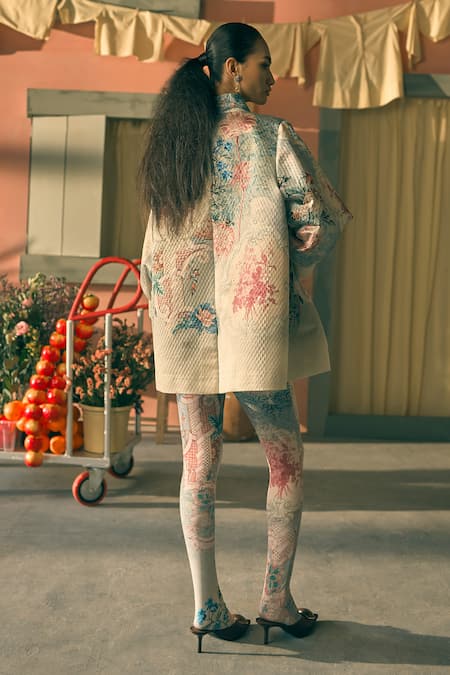Pankaj & Nidhi Porto Fresco Heritage Printed Jacket With Dress 