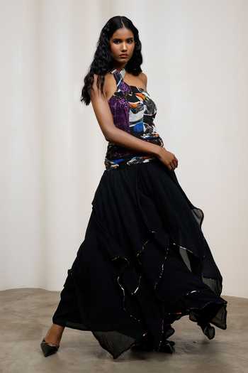 Buy_Advait_Blue Chiffon Halter Neck Noa Handkerchief Crinkle Maxi Dress 