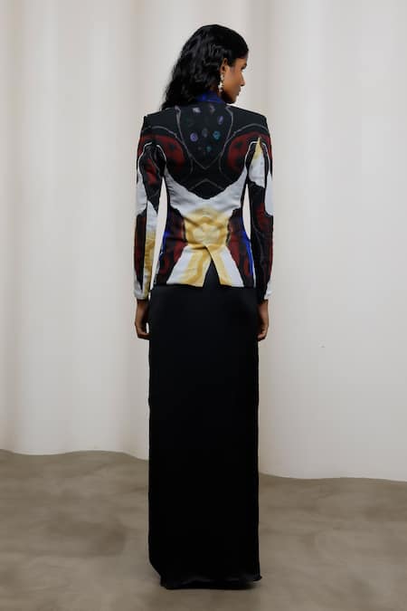 Advait Kiyo Embroidered Crinkle Chiffon & Crepe Jacket & Skirt Set 