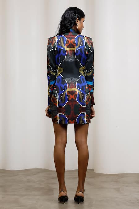 Advait Saeri Embroidered Blazer Dress Georgette Satin 