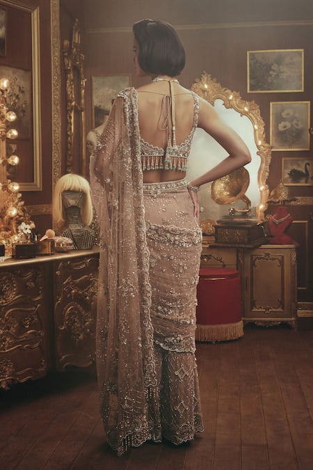 Roqa Juliana Pre-Draped Net Saree & Blouse Set 