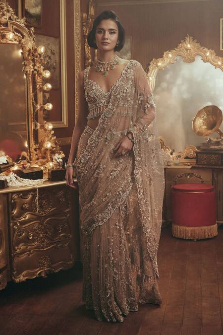 Roqa Juliana Pre-Draped Net Saree & Blouse Set 