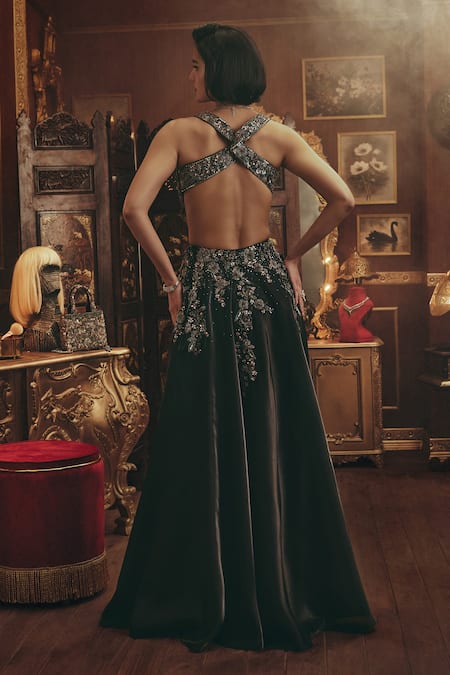 Roqa Lara Embellished Shimmer Organza Gown 