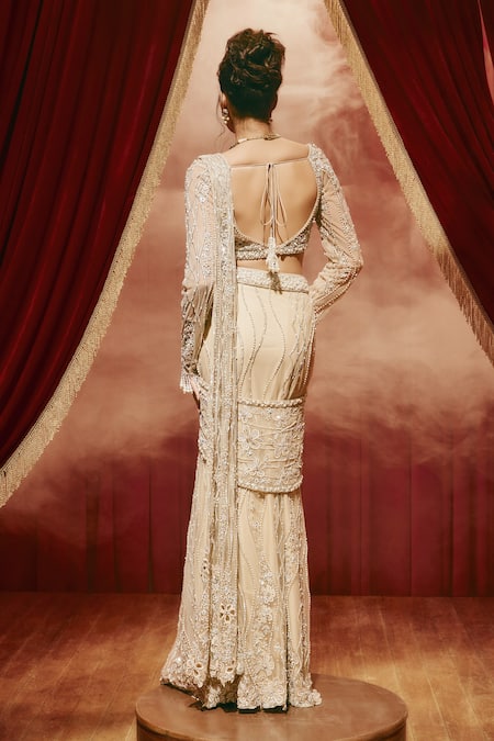 Roqa Natalia Pre-Draped Net Saree & Blouse Set 