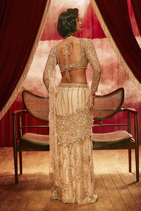 Roqa Jennifer Net Pre-Draped Saree & Blouse Set 